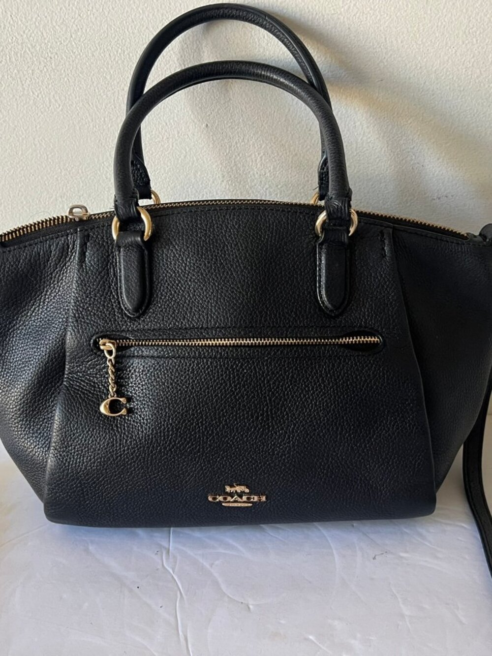 COACH ELISE PEBBLED LEATHER SATCHEL